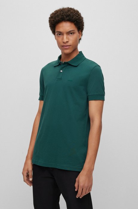 Regular-fit polo shirt with logo embroidery, Dark Green