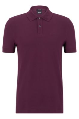 Hugo Boss Regular-fit Polo Shirt With Logo Embroidery In Purple