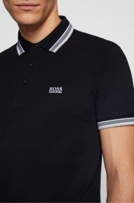 polo shirt with striped collar 
