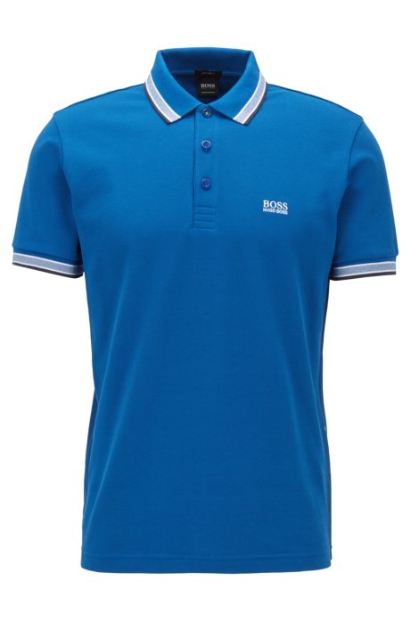 Regular fit polo shirt with three-button placket, Blue