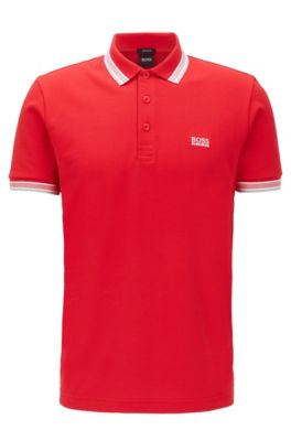 polo shirt with striped collar and cuffs