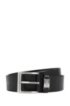 Italian-leather belt with metal-trimmed engraved keeper, Black