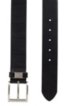 Italian-leather belt with metal-trimmed engraved keeper, Black