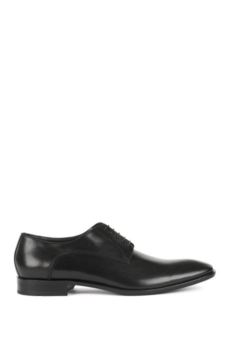 Leather Derby shoes with antique finish, Black