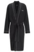 Cotton dressing gown with contrast piping, Black