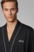 Cotton dressing gown with contrast piping, Black