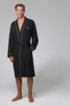 Cotton dressing gown with contrast piping, Black