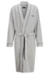Cotton dressing gown with contrast piping, Grey