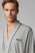 Cotton dressing gown with contrast piping, Grey
