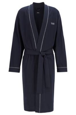 Peignoir style kimono en coton brossé avec logo