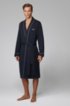 Cotton dressing gown with contrast piping, Dark Blue