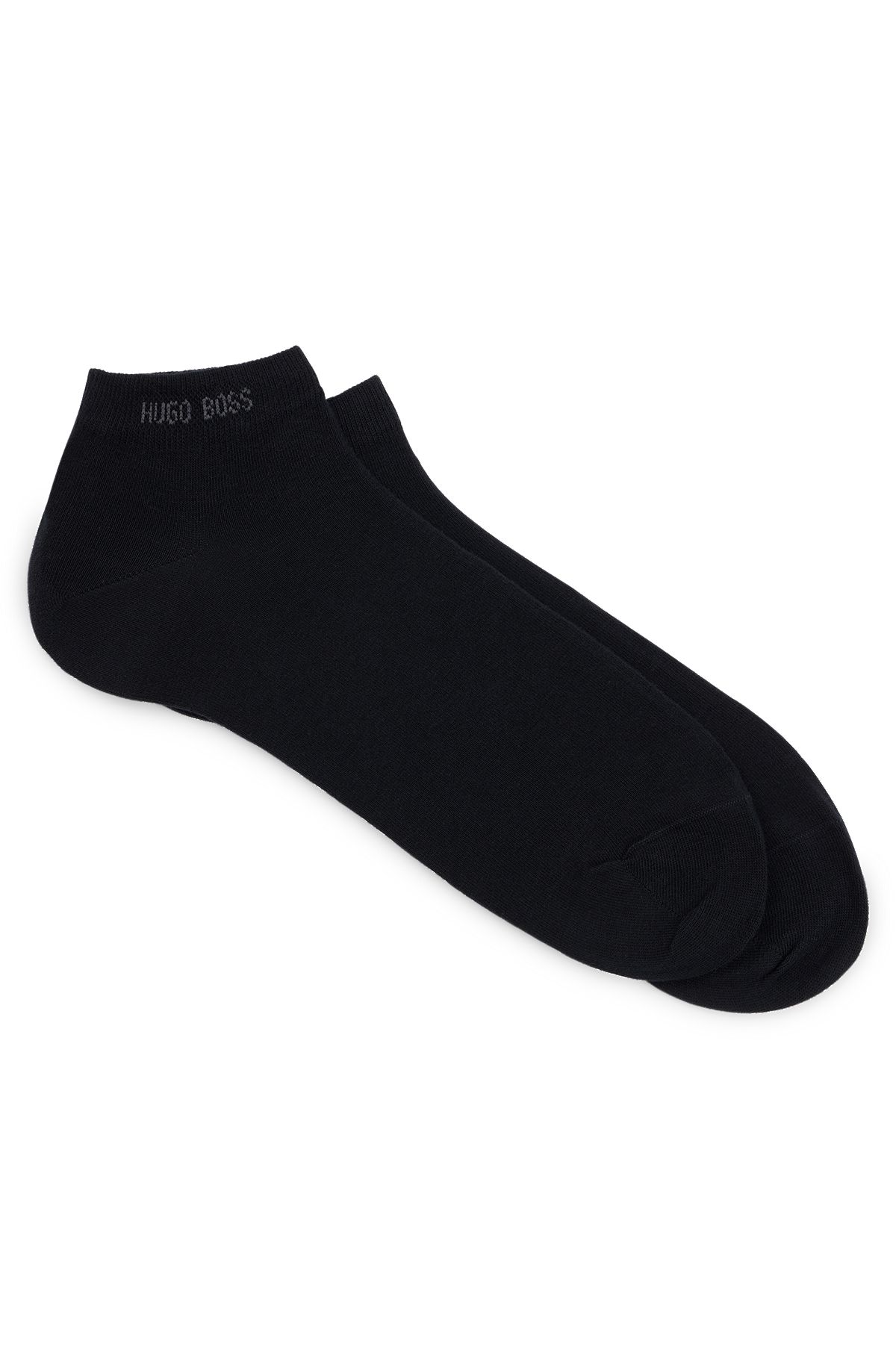Two-pack of ankle-length socks in a cotton blend, Black