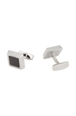 Square cufflinks with enamel insert and 