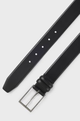Vegetable-tanned leather belt with gunmetal hardware, Black