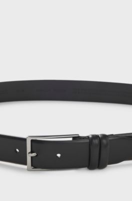 Vegetable-tanned leather belt with gunmetal hardware, Black
