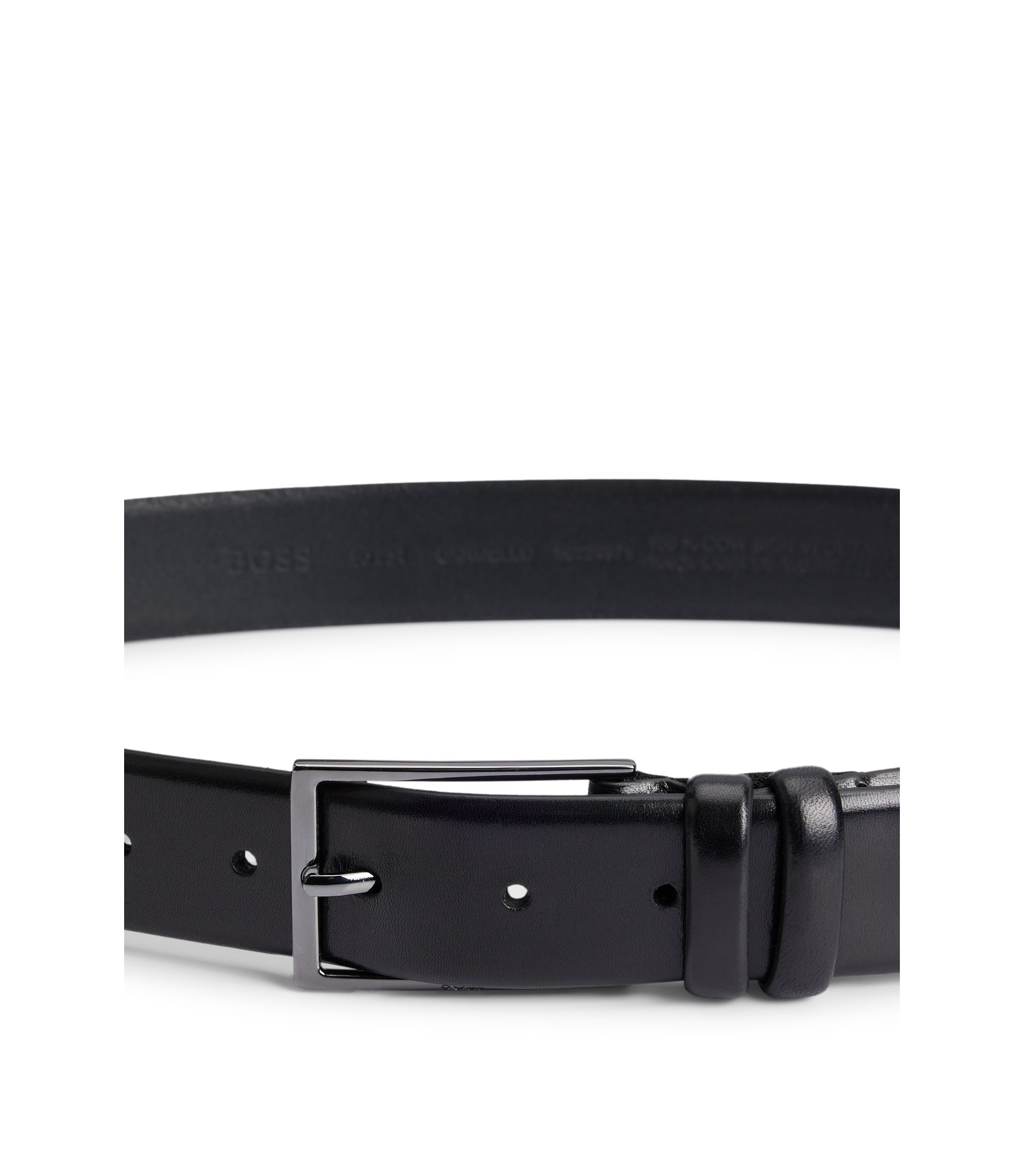 BOSS - ベジタンレザー ベルト ガンメタルバックル - ブラック