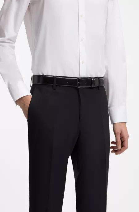 Ceinture en cuir au tannage végétal avec détail en métal couleur acier