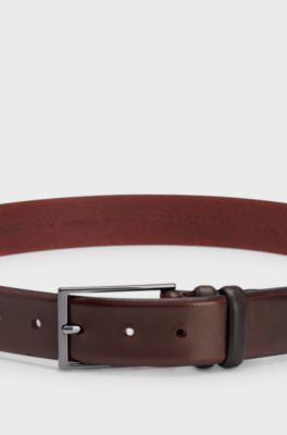 Vegetable-tanned leather belt with gunmetal hardware, Brown