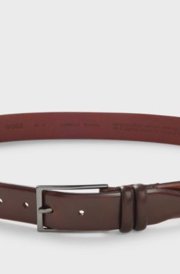 Vegetable-tanned leather belt with gunmetal hardware, Brown
