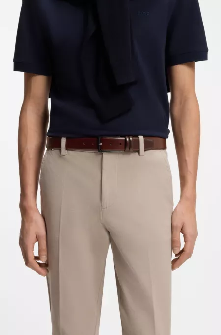 Vegetable-tanned leather belt with gunmetal hardware