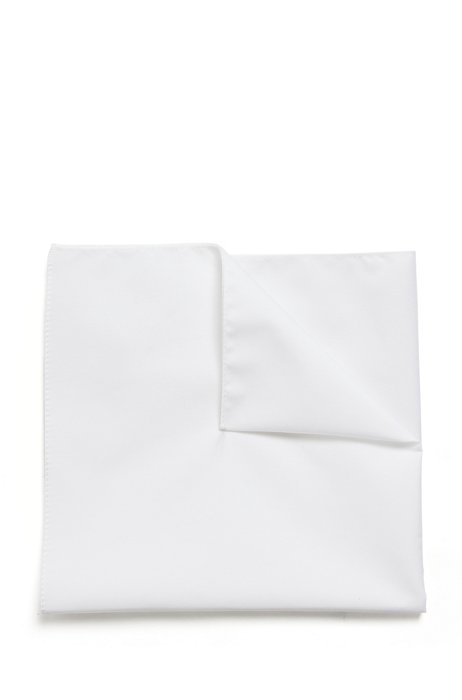 Italian-made pocket square in cotton jacquard, White