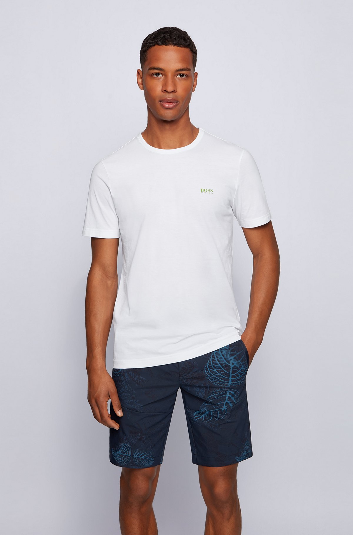 Regular-fit T-shirt with contrast detail, White