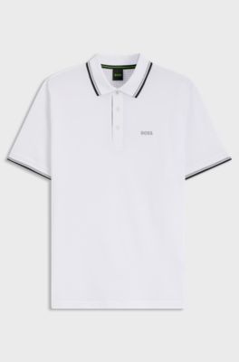 Polo shirt in cotton-blend piqu&eacute; with S.Caf&eacute;&reg;, White
