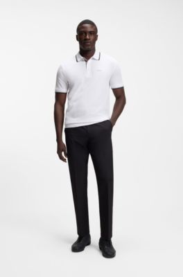 Polo shirt in cotton-blend piqu&eacute; with S.Caf&eacute;&reg;, White