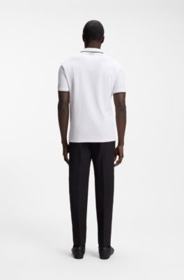 Polo shirt in cotton-blend piqu&eacute; with S.Caf&eacute;&reg;, White