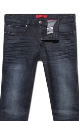 HUGO - Slim-fit jeans van stonewashed stretchdenim