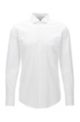 Slim-fit shirt in cotton-blend poplin with stretch, White