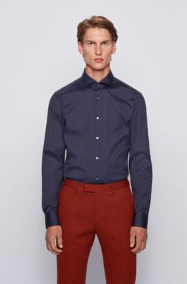 Slim-fit shirt in cotton-blend poplin 