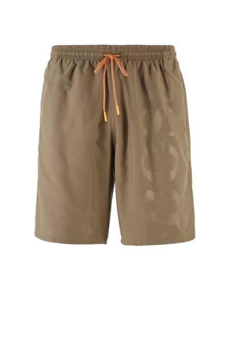 Swim shorts in brushed technical fabric, Dark Brown