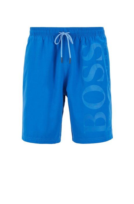 Swim shorts in brushed technical fabric, Blue