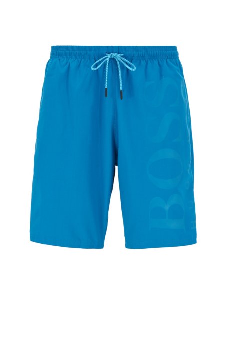 Swim shorts in brushed technical fabric, Blue