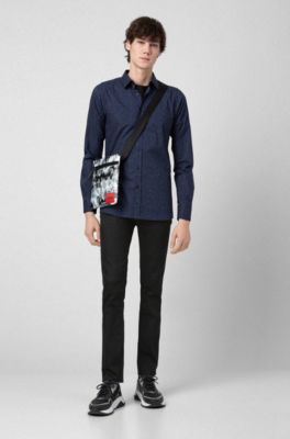 mens stay black jeans