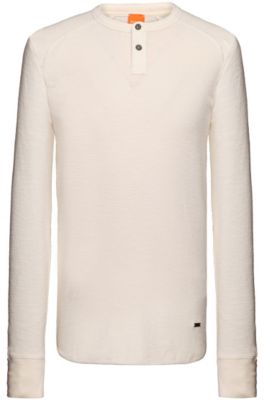 BOSS - T-shirt à manches longues pour enfant en pur coton, avec logos à