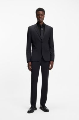 Slim-fit shirt in easy-iron cotton poplin, Black