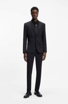 Slim-fit shirt in easy-iron cotton poplin, Black