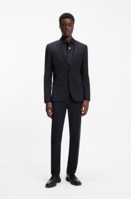 Slim-fit shirt in easy-iron cotton poplin, Black