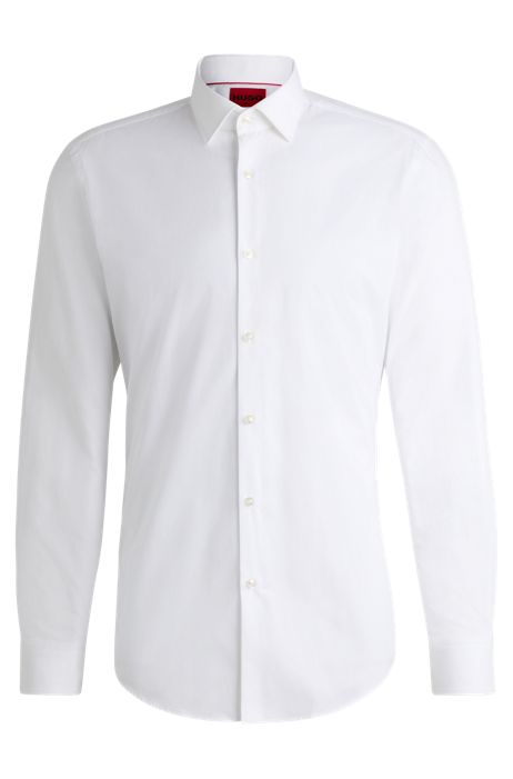 Herren Bekleidung Hemden Business Hemden HUGO Baumwolle Slim-Fit Hemd aus bügelleichter Baumwoll-Popeline in Weiß für Herren 