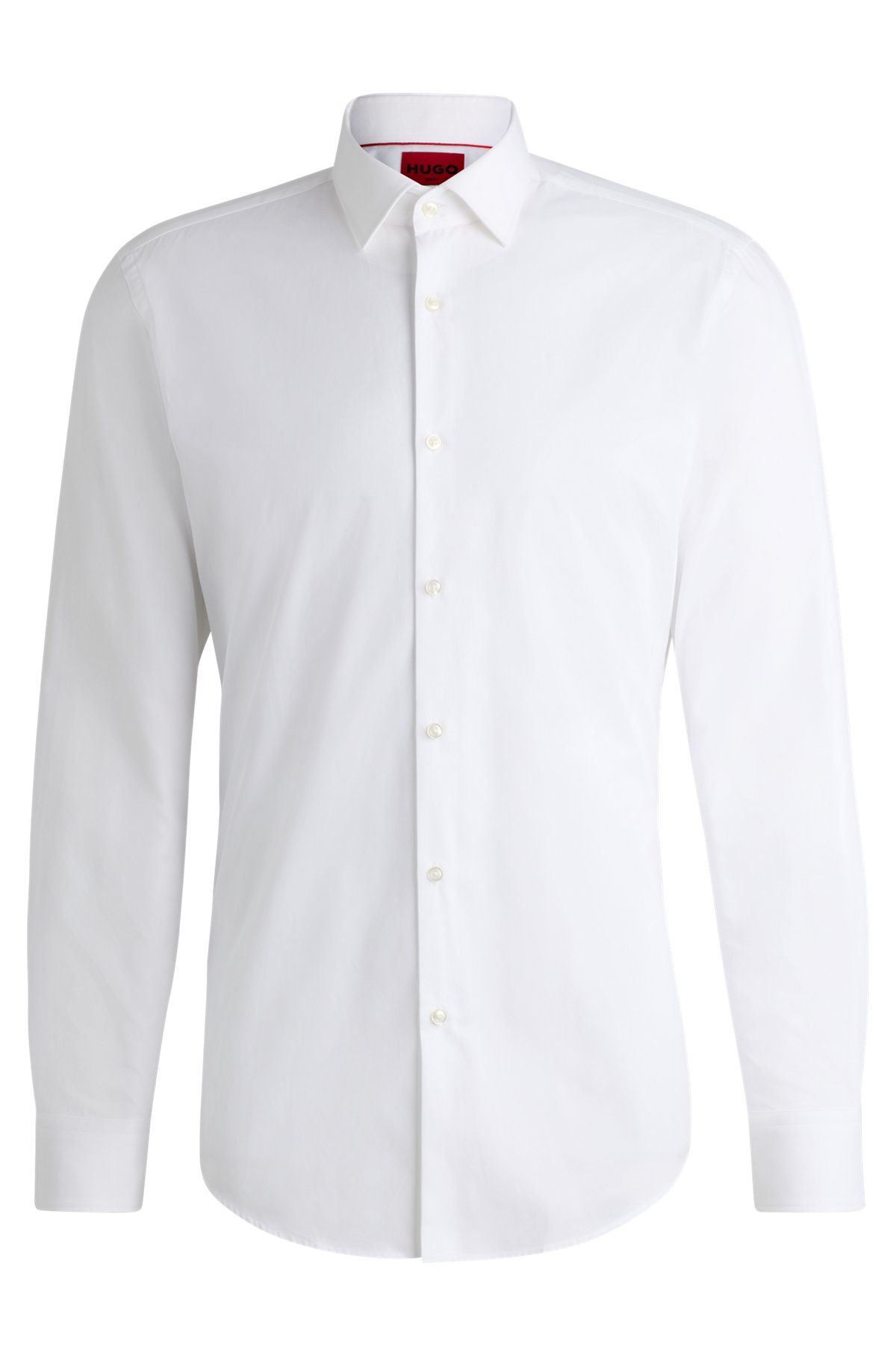 Slim-fit overhemd in een popeline van gemakkelijk te strijken katoen, Wit