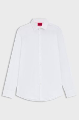 Slim-fit shirt in easy-iron cotton poplin, White