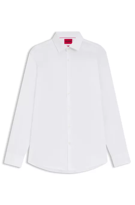 Slim-fit shirt in easy-iron cotton poplin