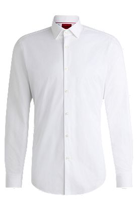 Slim-fit shirt in easy-iron cotton poplin