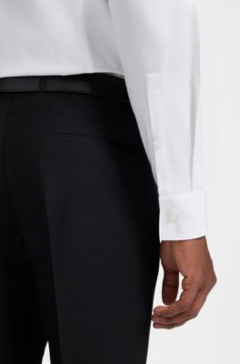 Slim-fit shirt in easy-iron cotton poplin, White