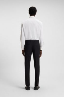 Slim-Fit Hemd aus b&uuml;gelleichter Baumwoll-Popeline, Wei&szlig;