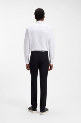 Chemise Slim Fit en popeline de coton facile &agrave; repasser, Blanc