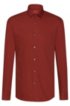Slim-fit business shirt in cotton poplin, Brown