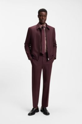 Camicia slim fit in popeline di cotone facile da stirare, Rosso chiaro